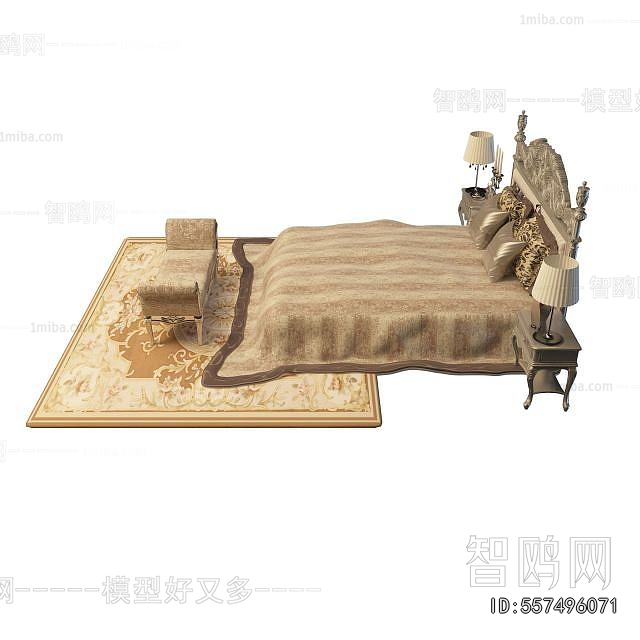 Simple European Style Double Bed