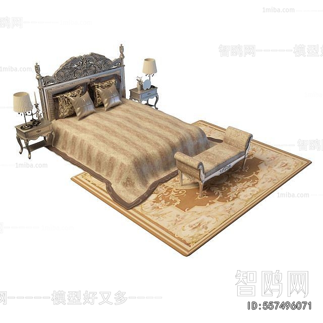 Simple European Style Double Bed