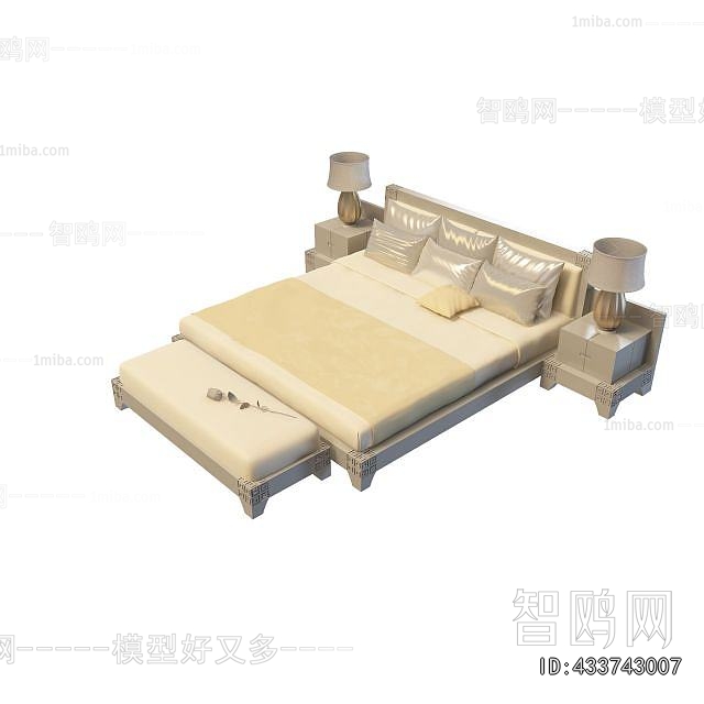 Simple European Style Double Bed