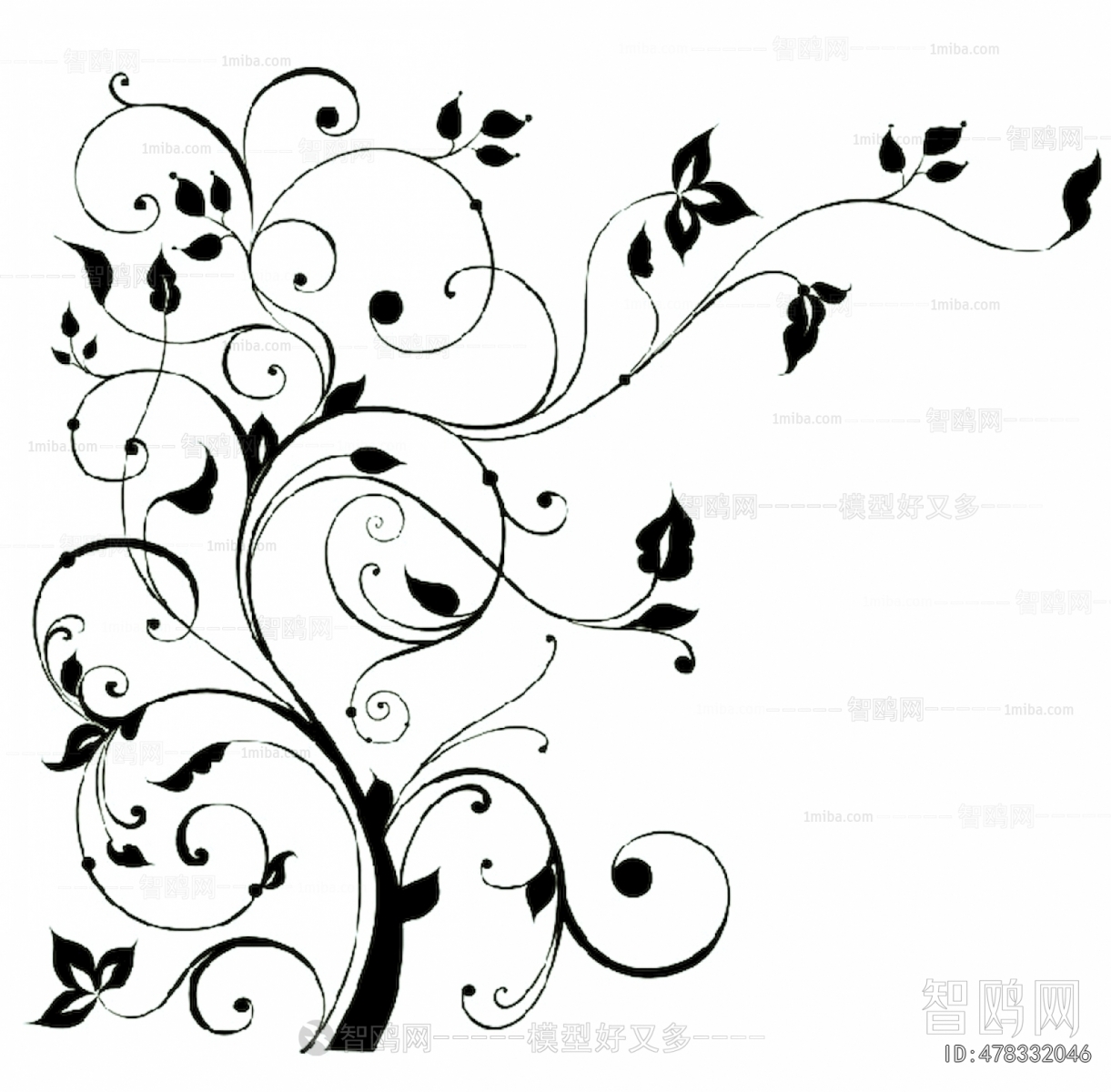 凹凸黑白古典花纹