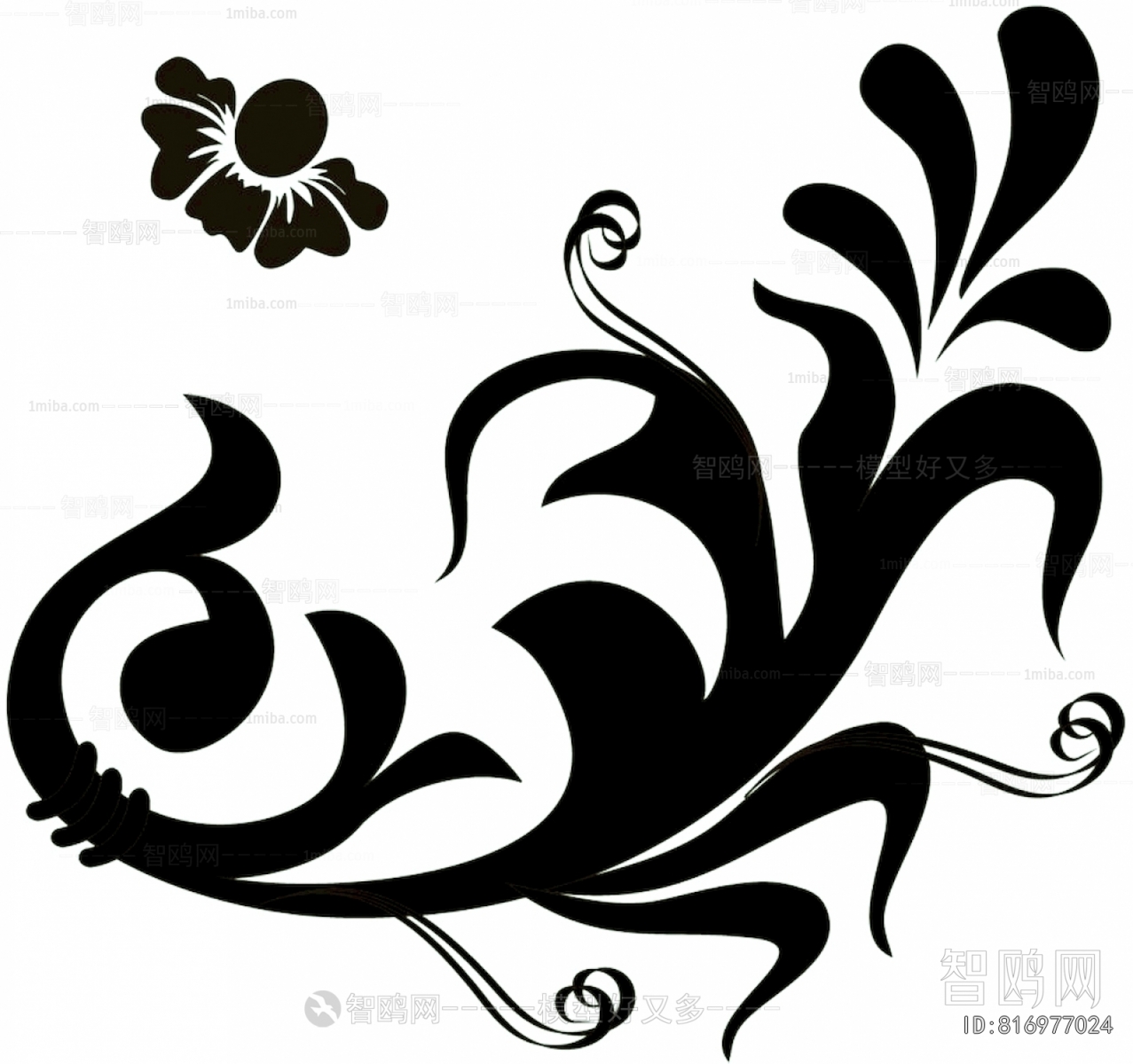 凹凸黑白古典花纹