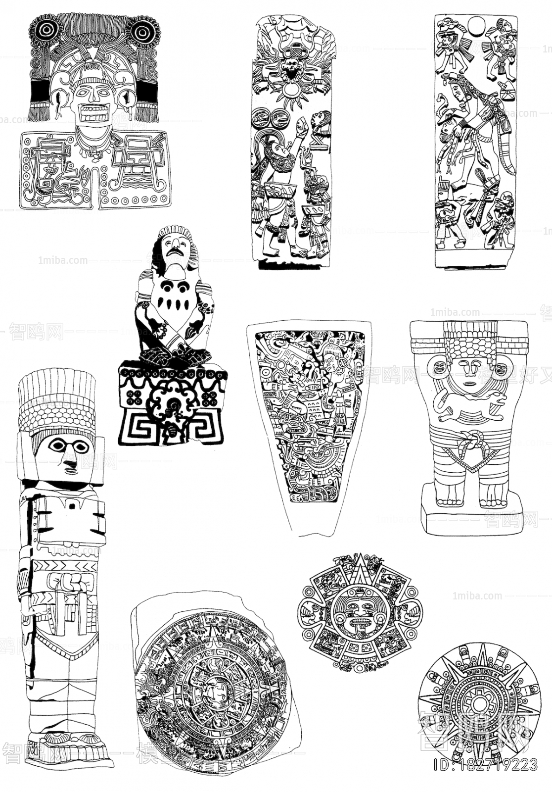 中式古典花纹凹凸黑白