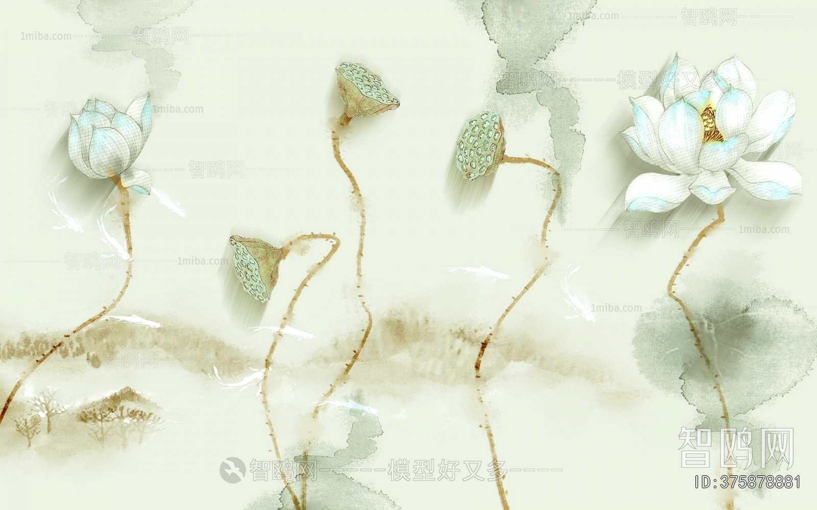 新中式花鸟壁纸壁画