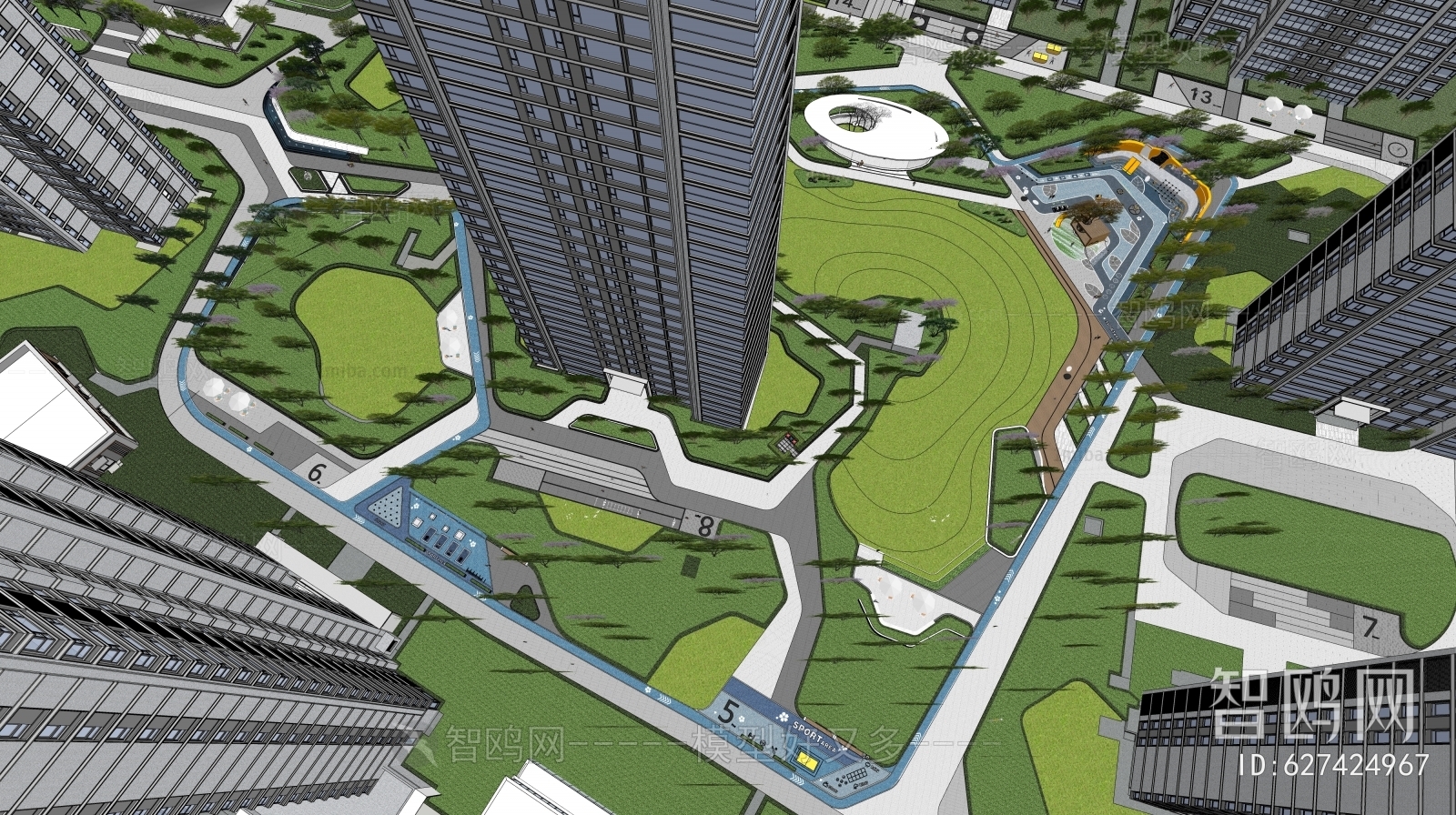 Modern Architectural Bird's-eye View Planning