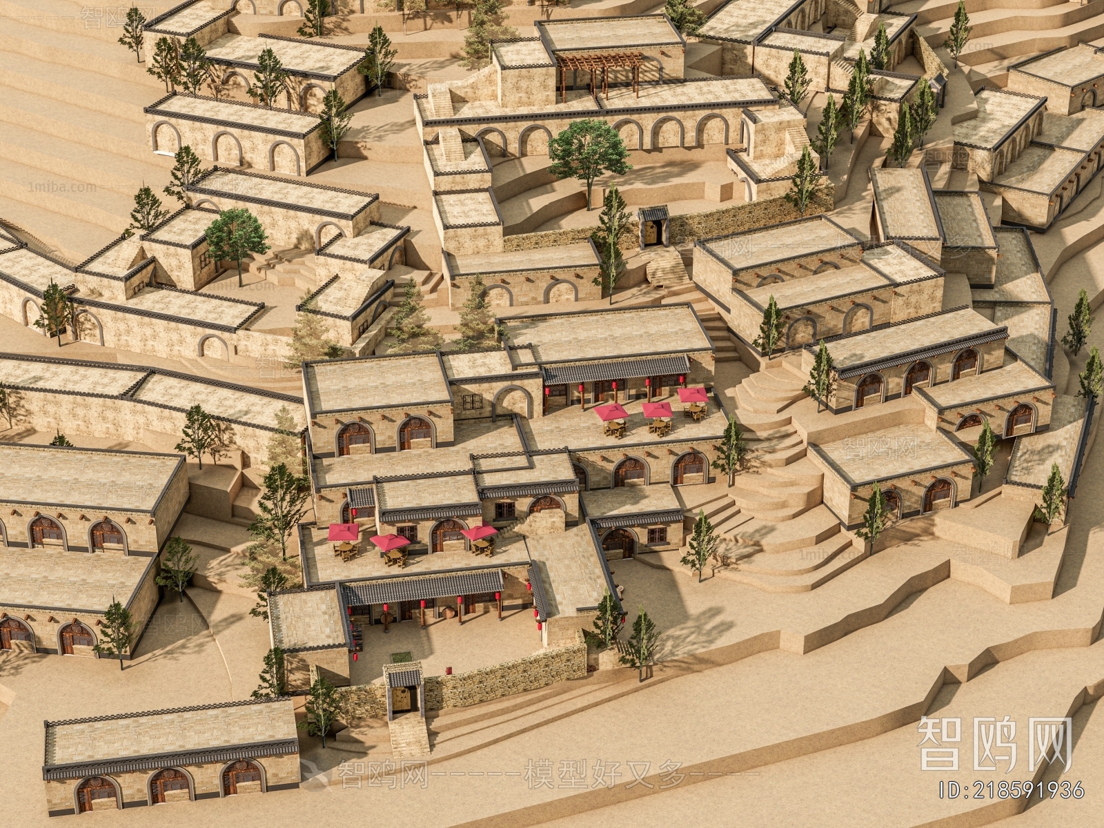 New Chinese Style Architectural Bird's-eye View Planning
