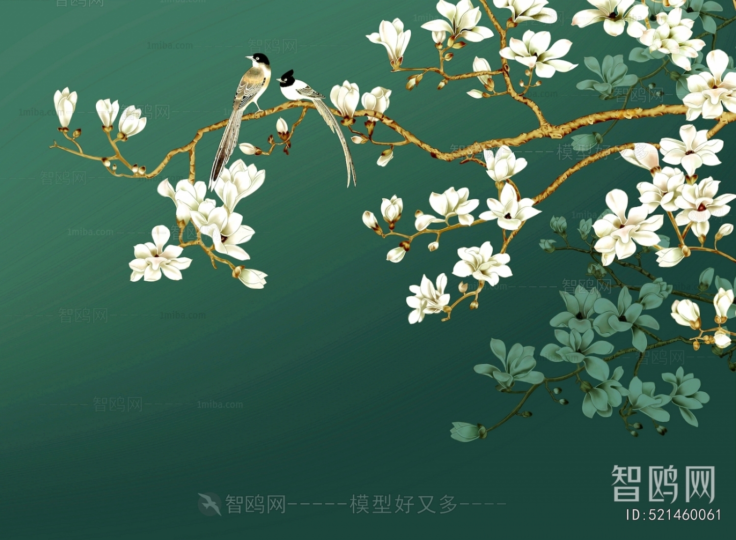新中式花鸟壁纸壁画