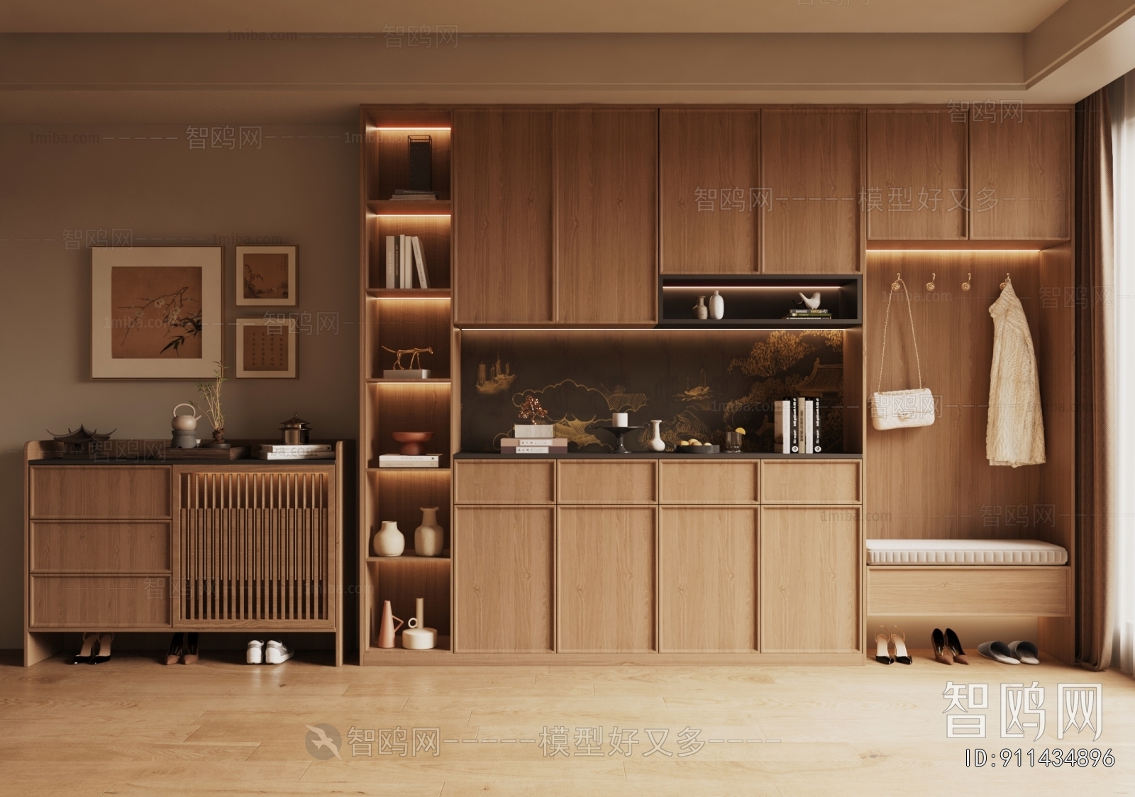 New Chinese Style Shoe Cabinet