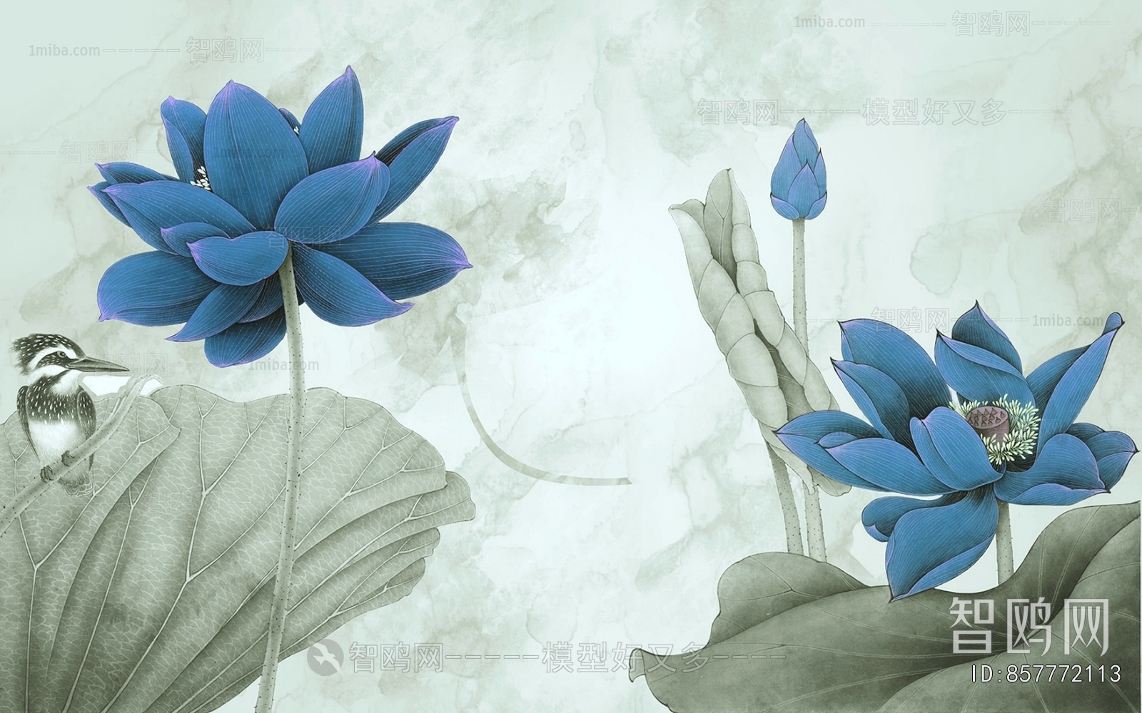 新中式花鸟壁纸壁画