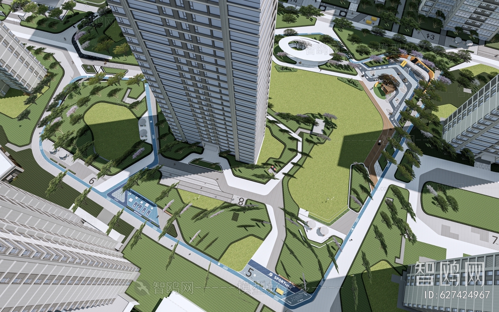 Modern Architectural Bird's-eye View Planning