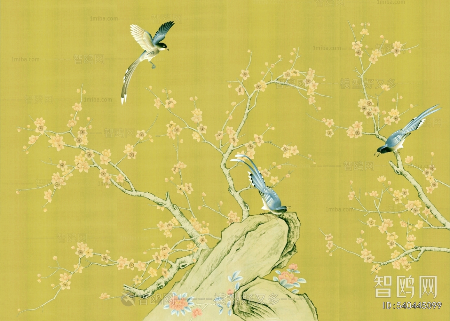 新中式花鸟壁纸壁画