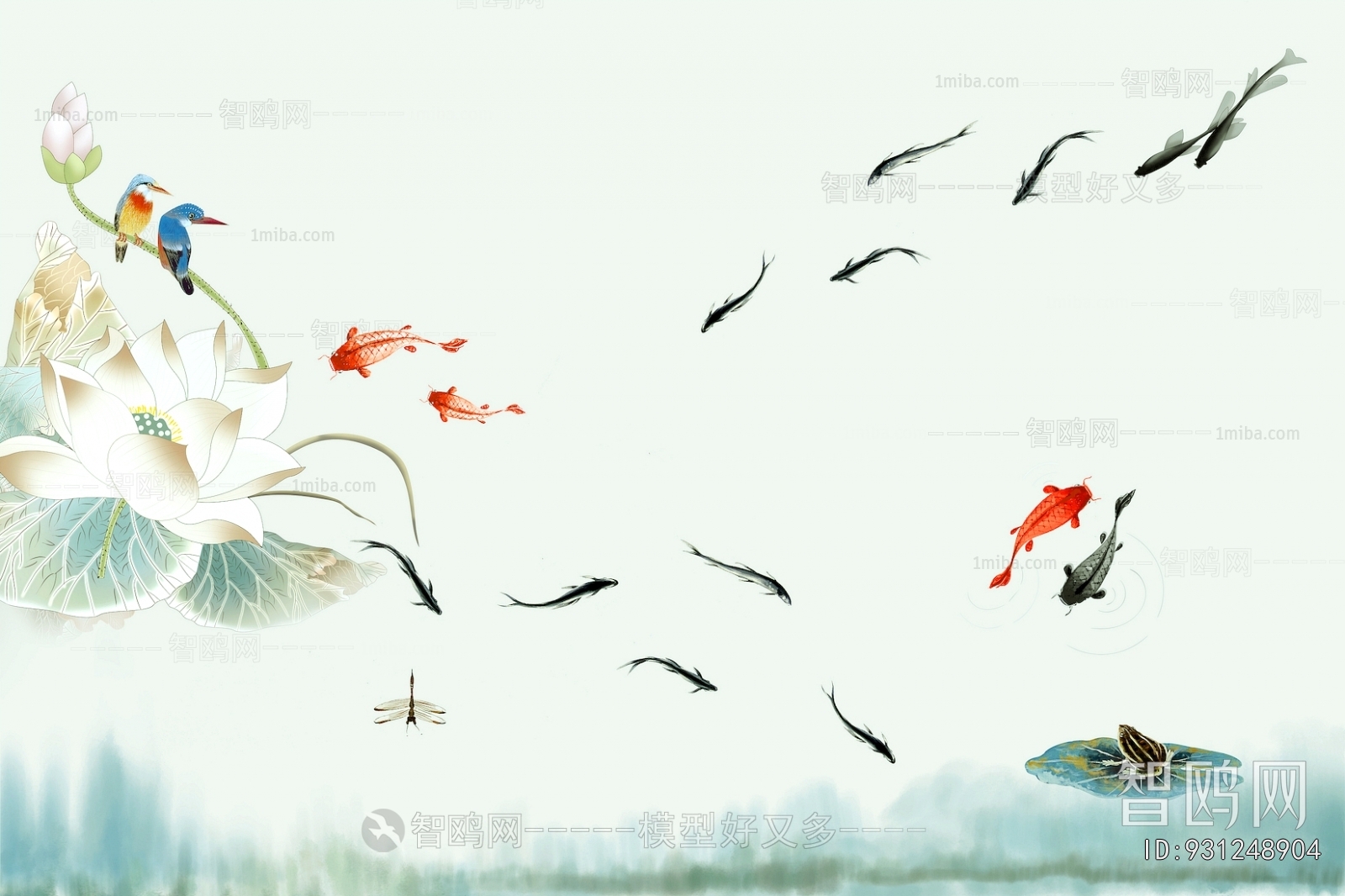 新中式花鸟壁纸壁画