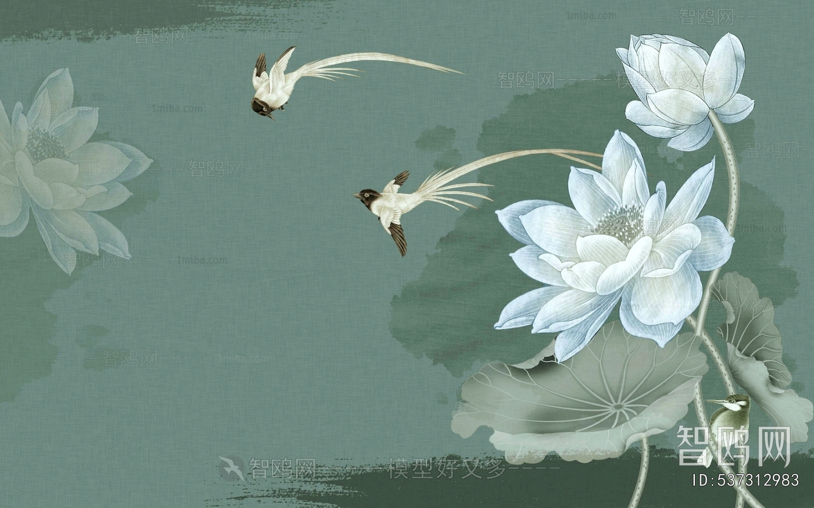 新中式花鸟壁纸壁画