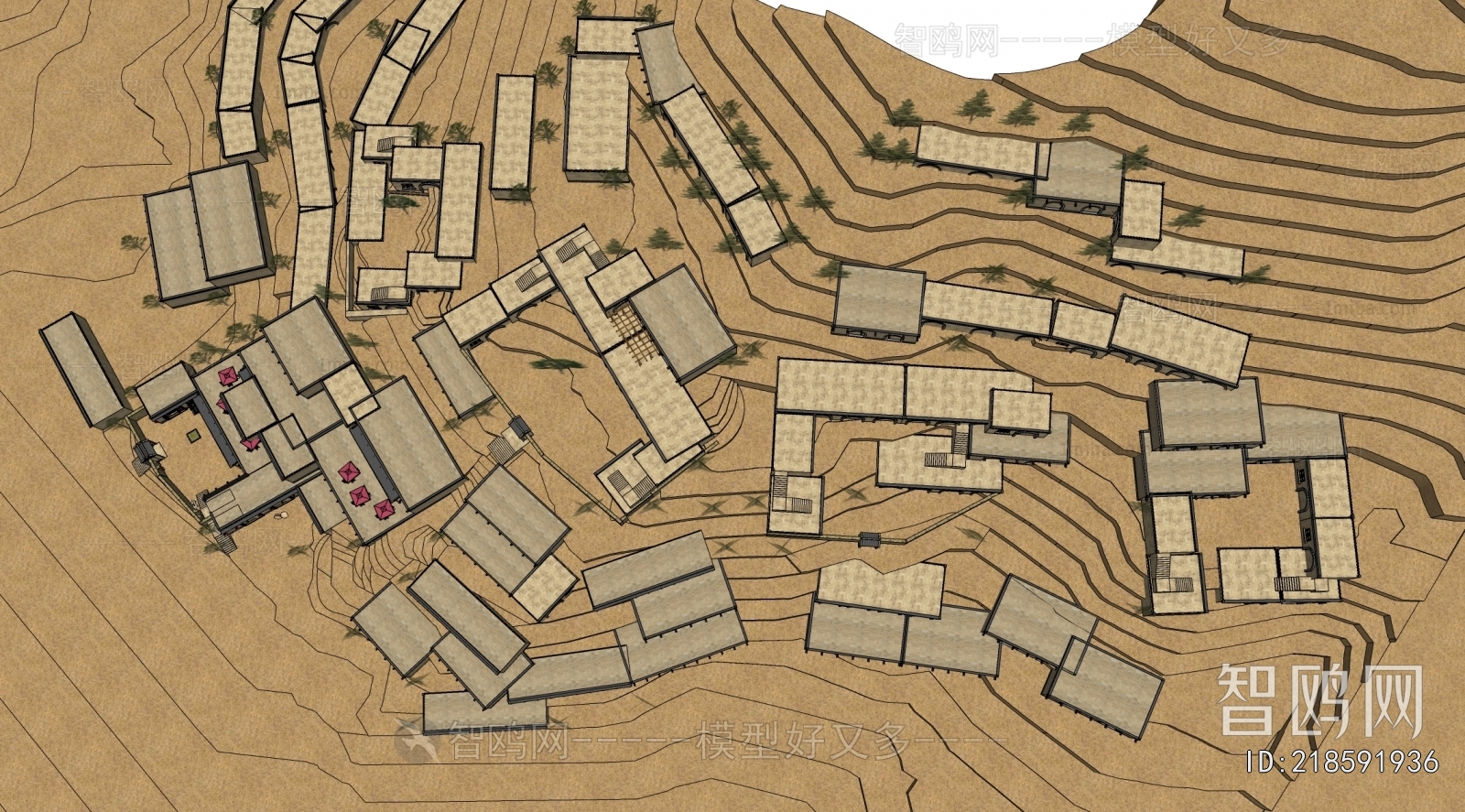 New Chinese Style Architectural Bird's-eye View Planning