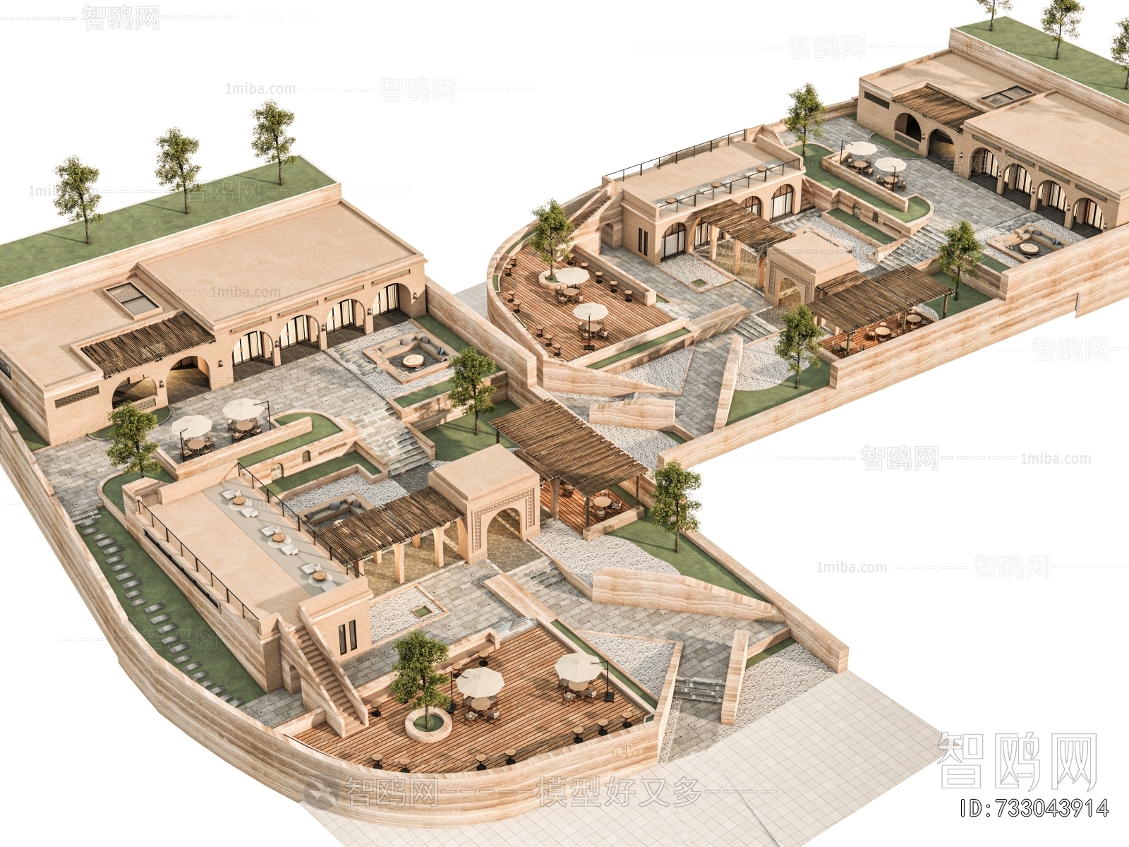 New Chinese Style Architectural Bird's-eye View Planning