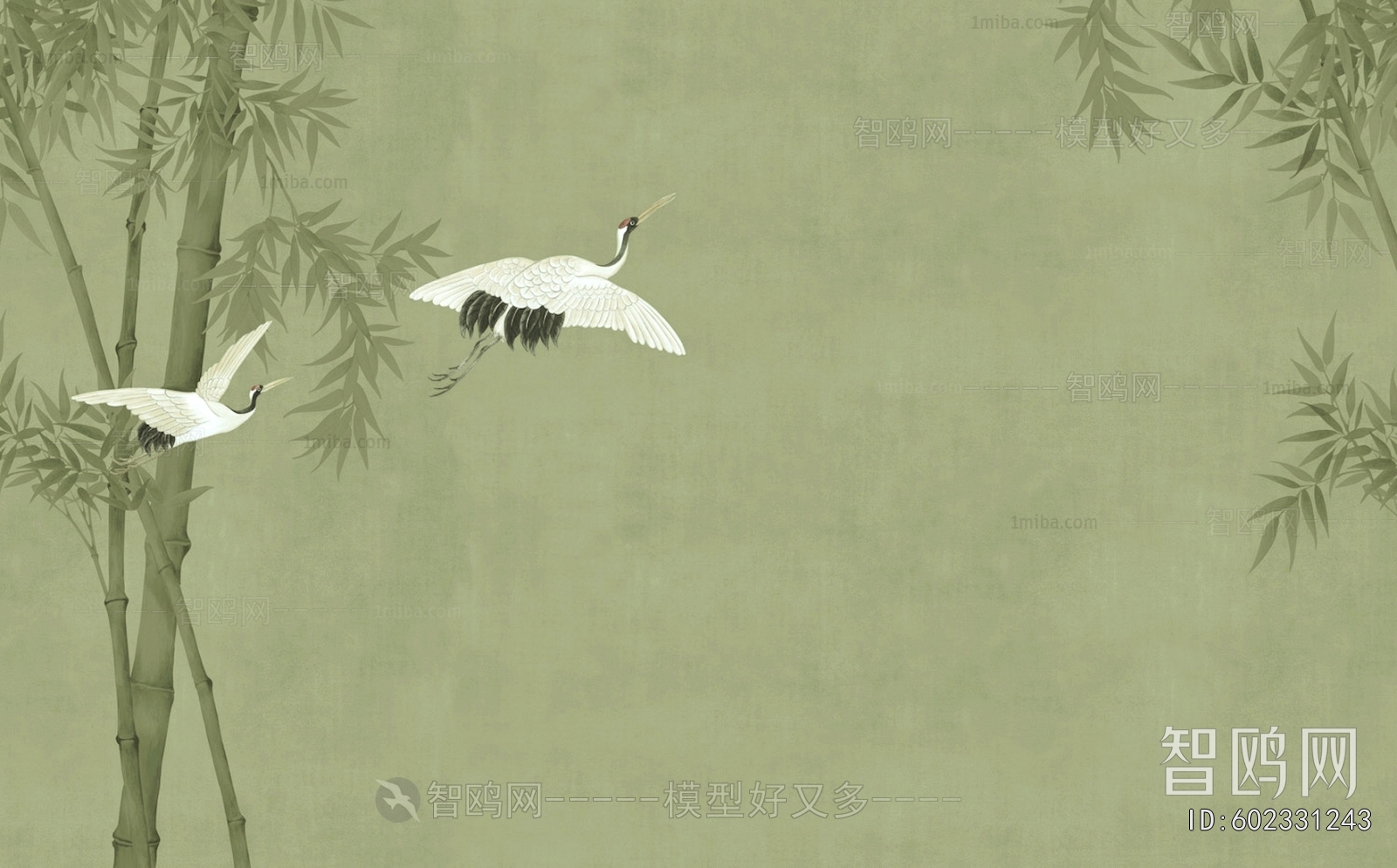 新中式花鸟壁纸壁画