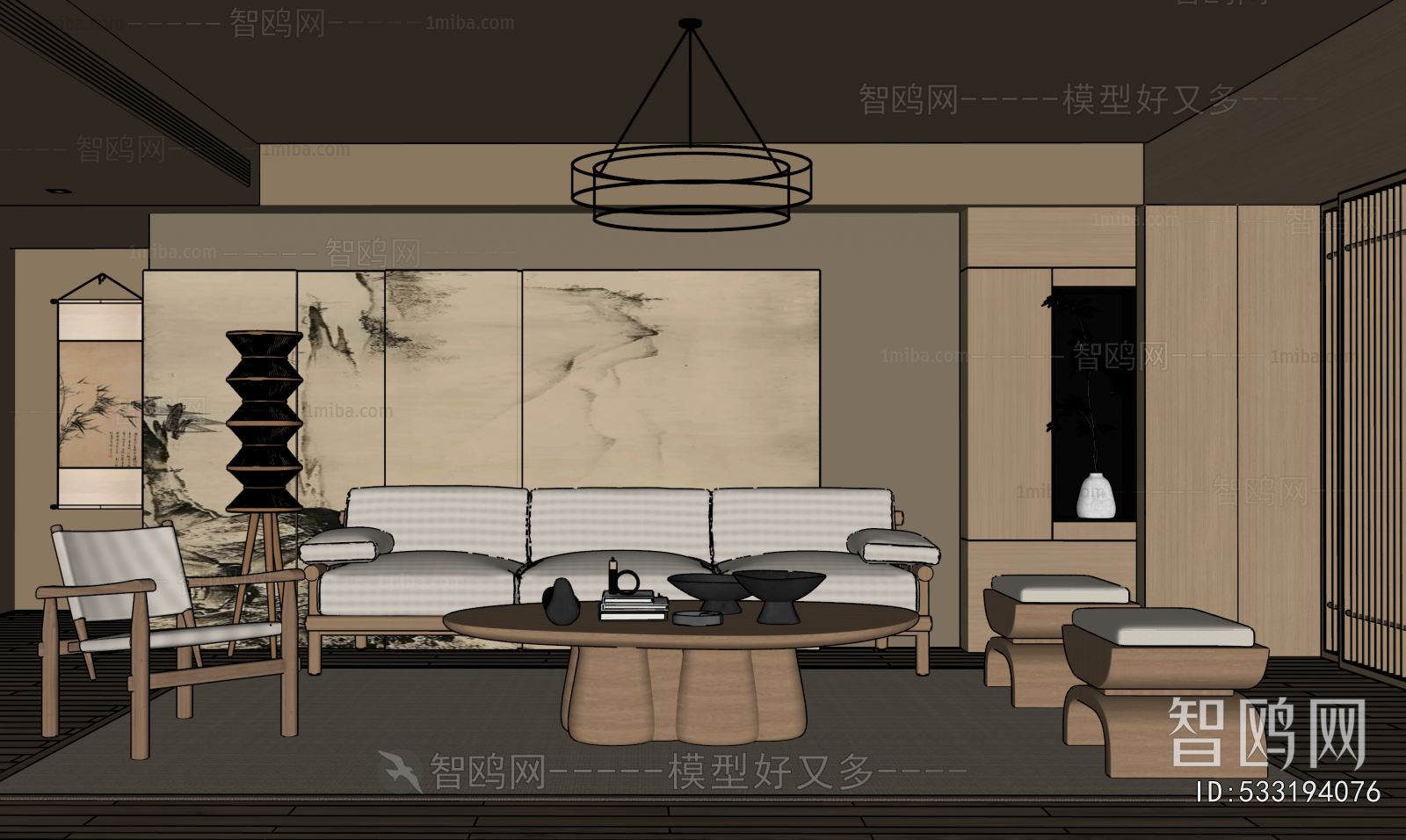 New Chinese Style A Living Room