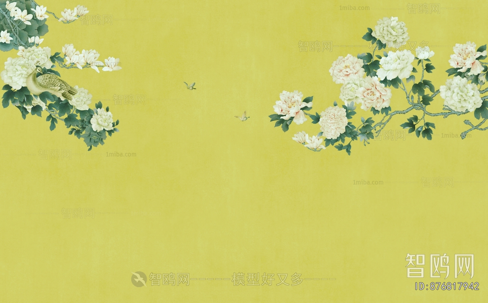 新中式花鸟壁纸壁画
