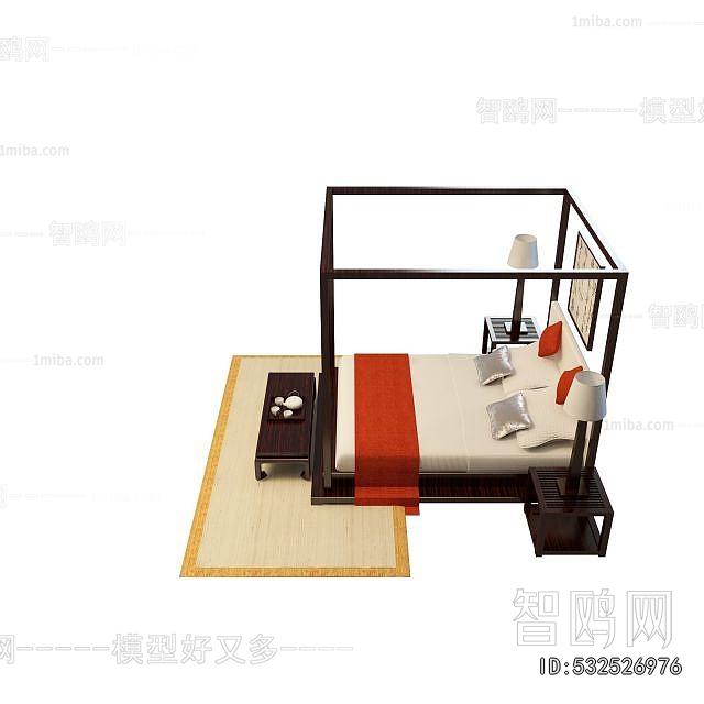 New Chinese Style Double Bed