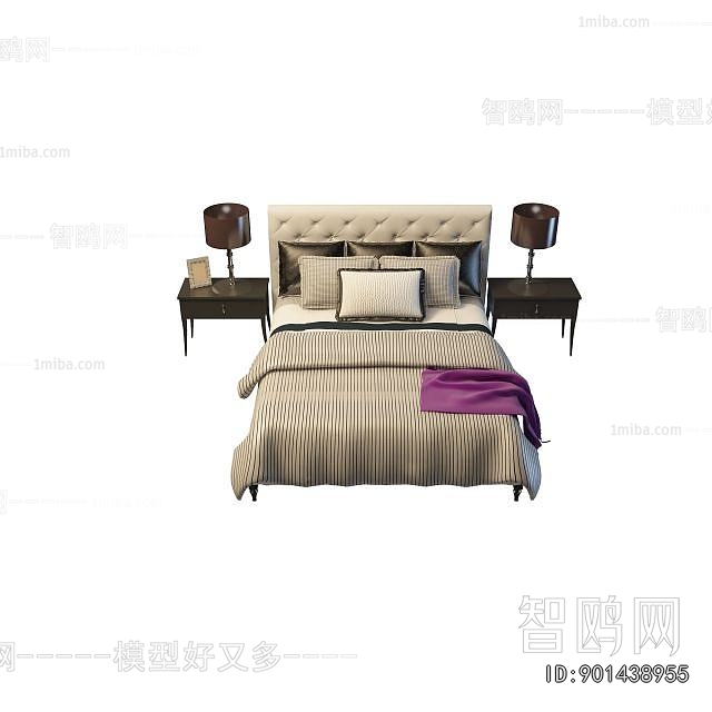 Simple European Style Double Bed
