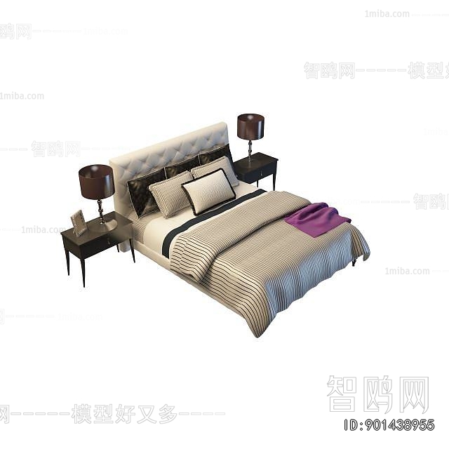 Simple European Style Double Bed