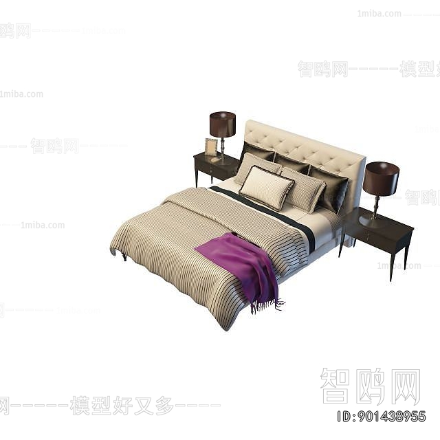 Simple European Style Double Bed