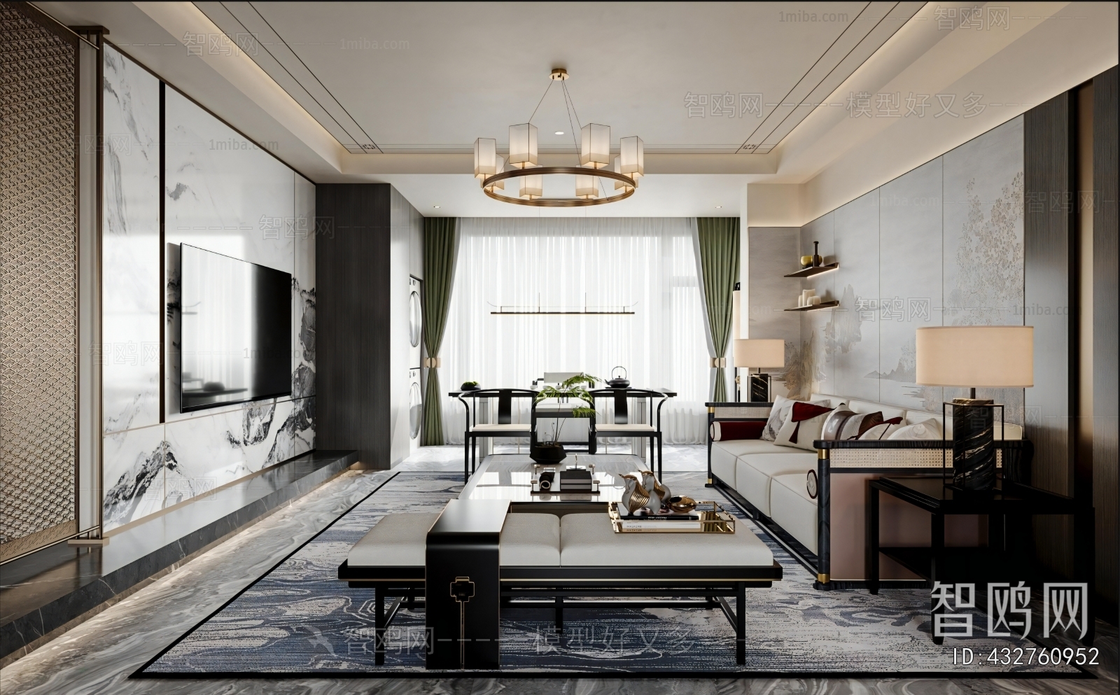 New Chinese Style A Living Room