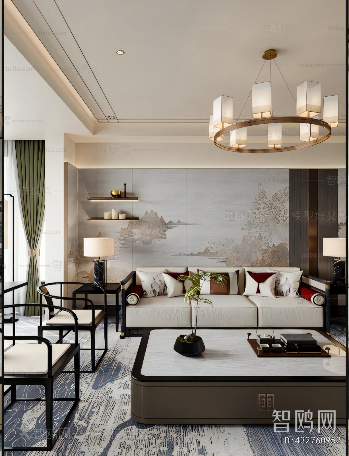 New Chinese Style A Living Room