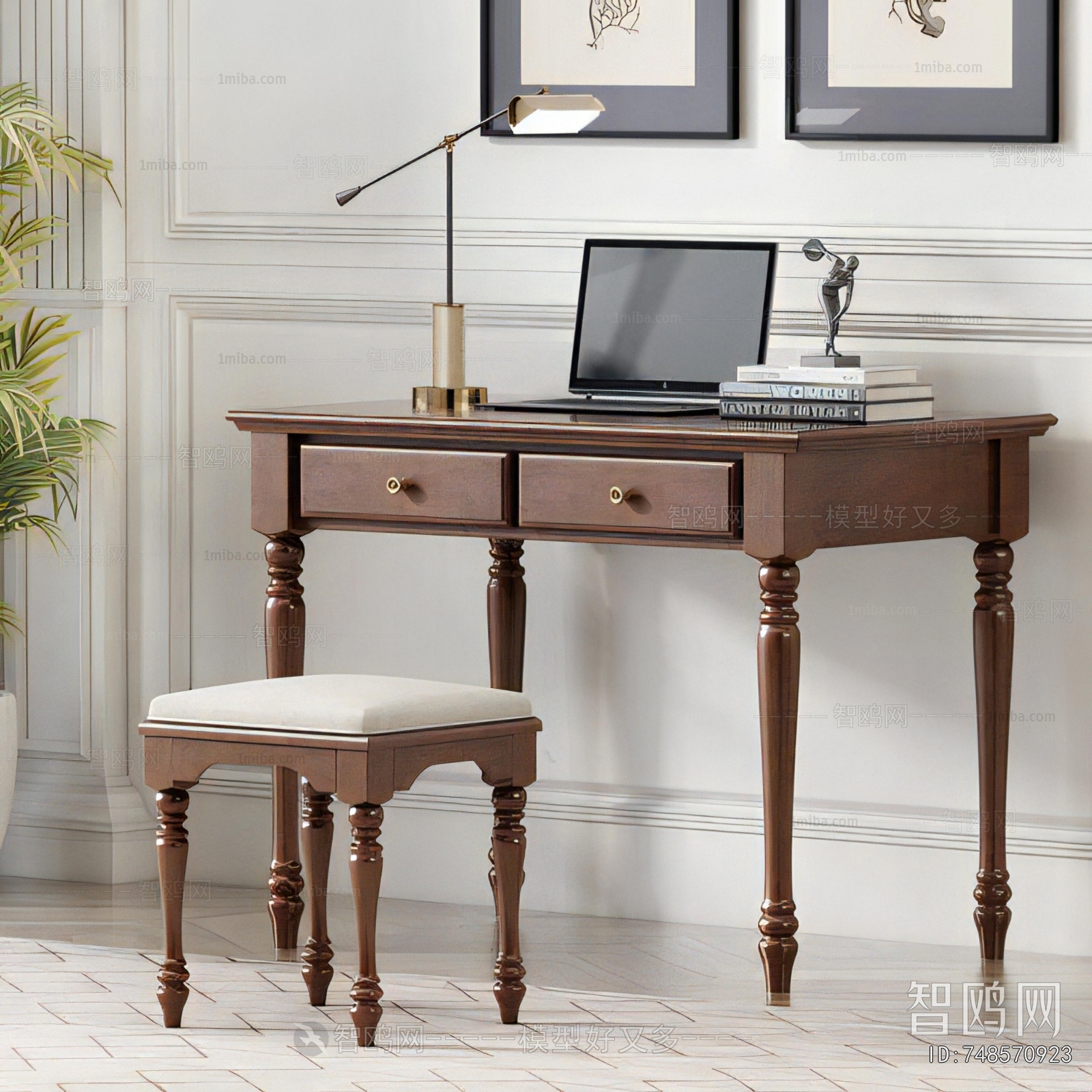 American Style Computer Desk And Chair