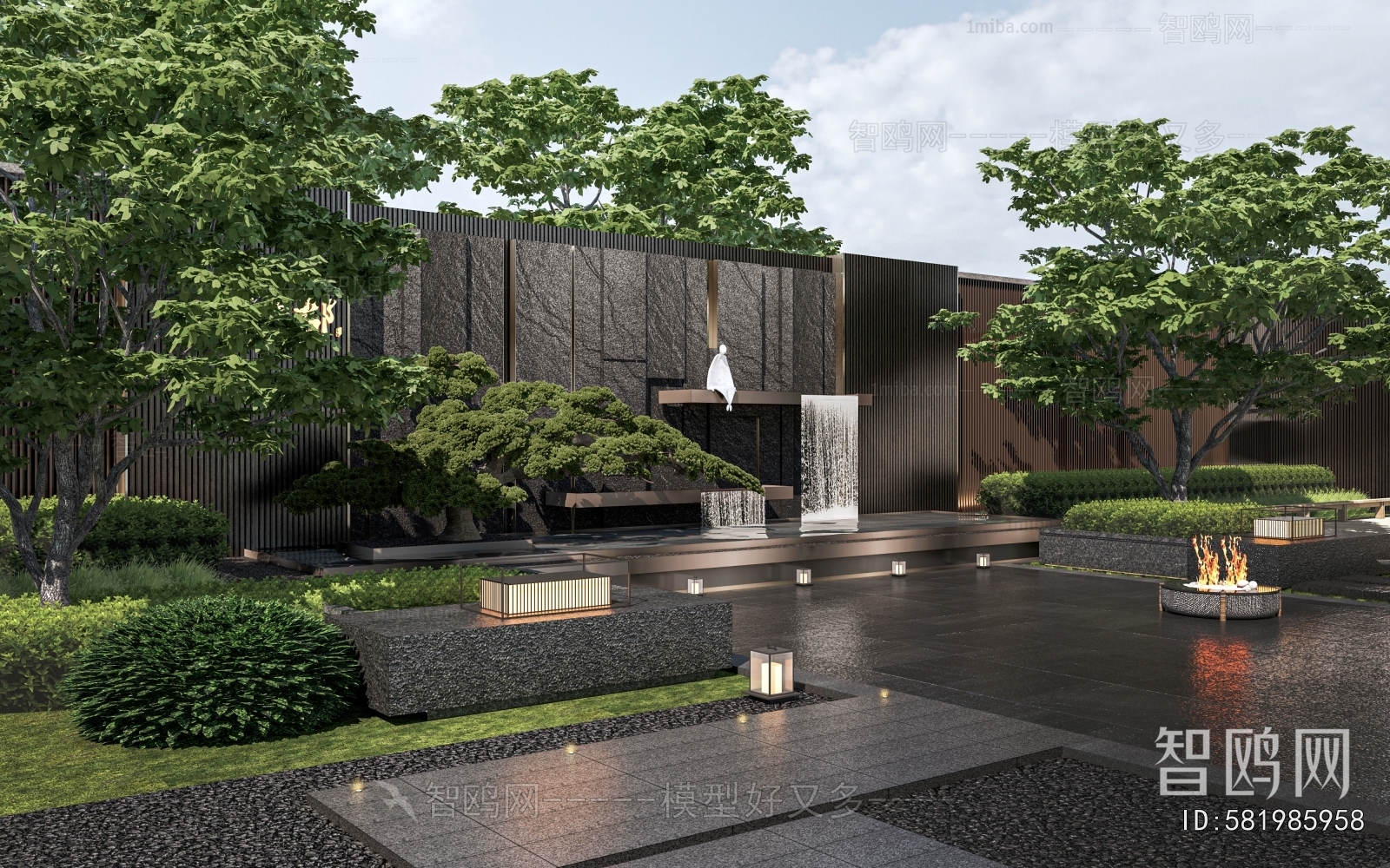 New Chinese Style Rockery Waterscape