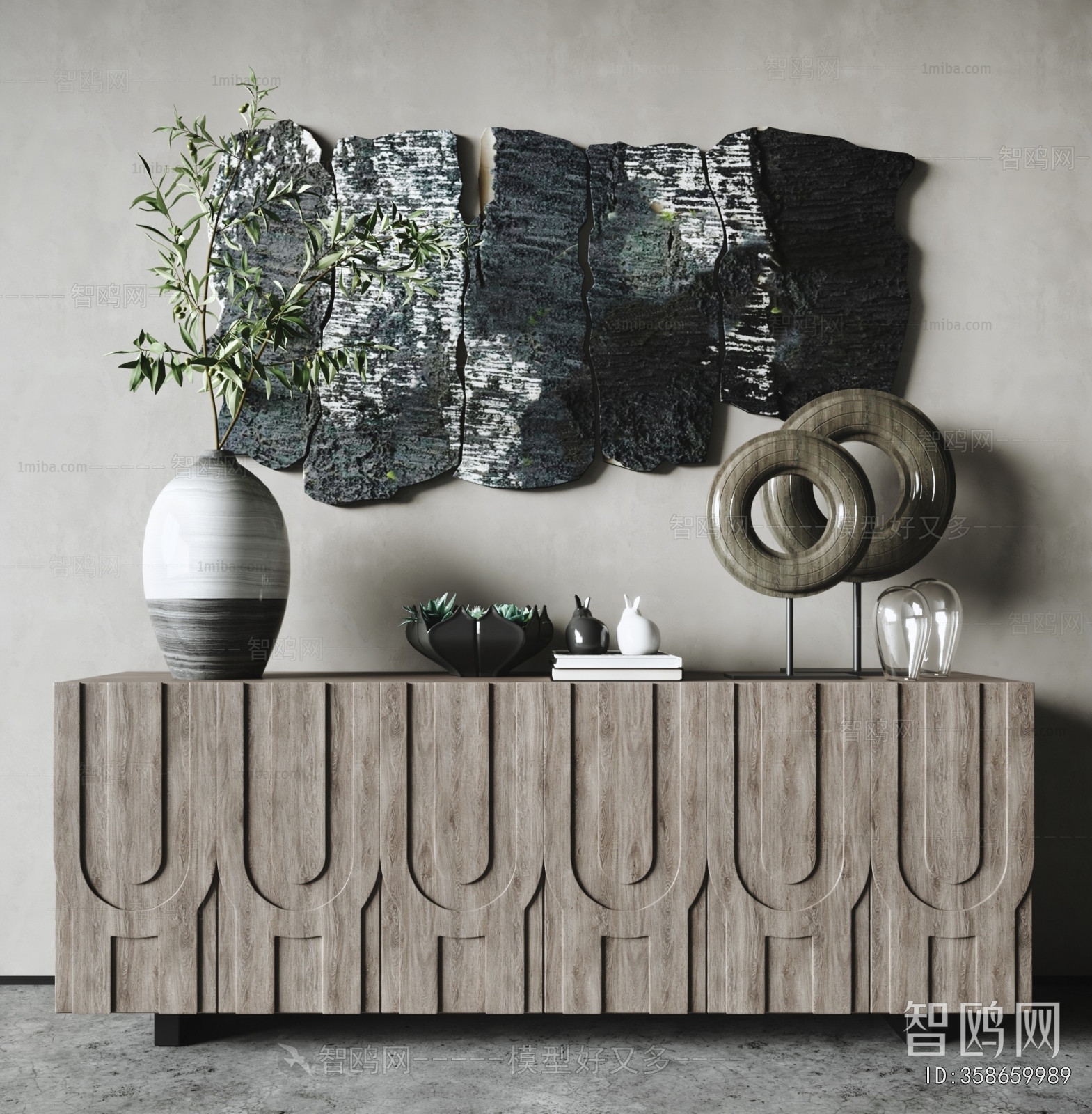 Wabi-sabi Style Side Cabinet