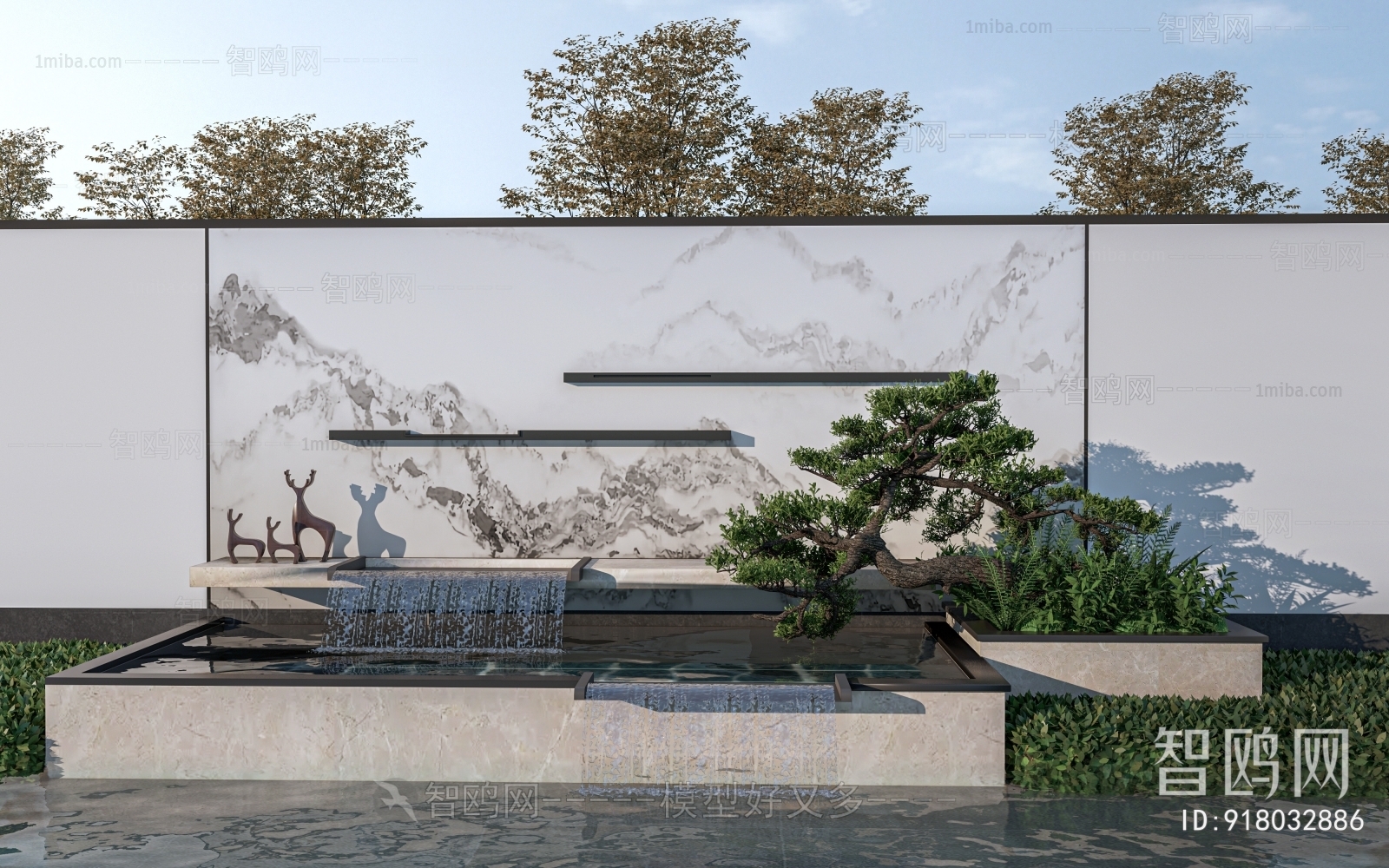 New Chinese Style Rockery Waterscape