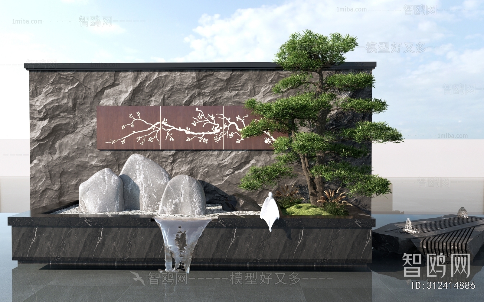 New Chinese Style Rockery Waterscape