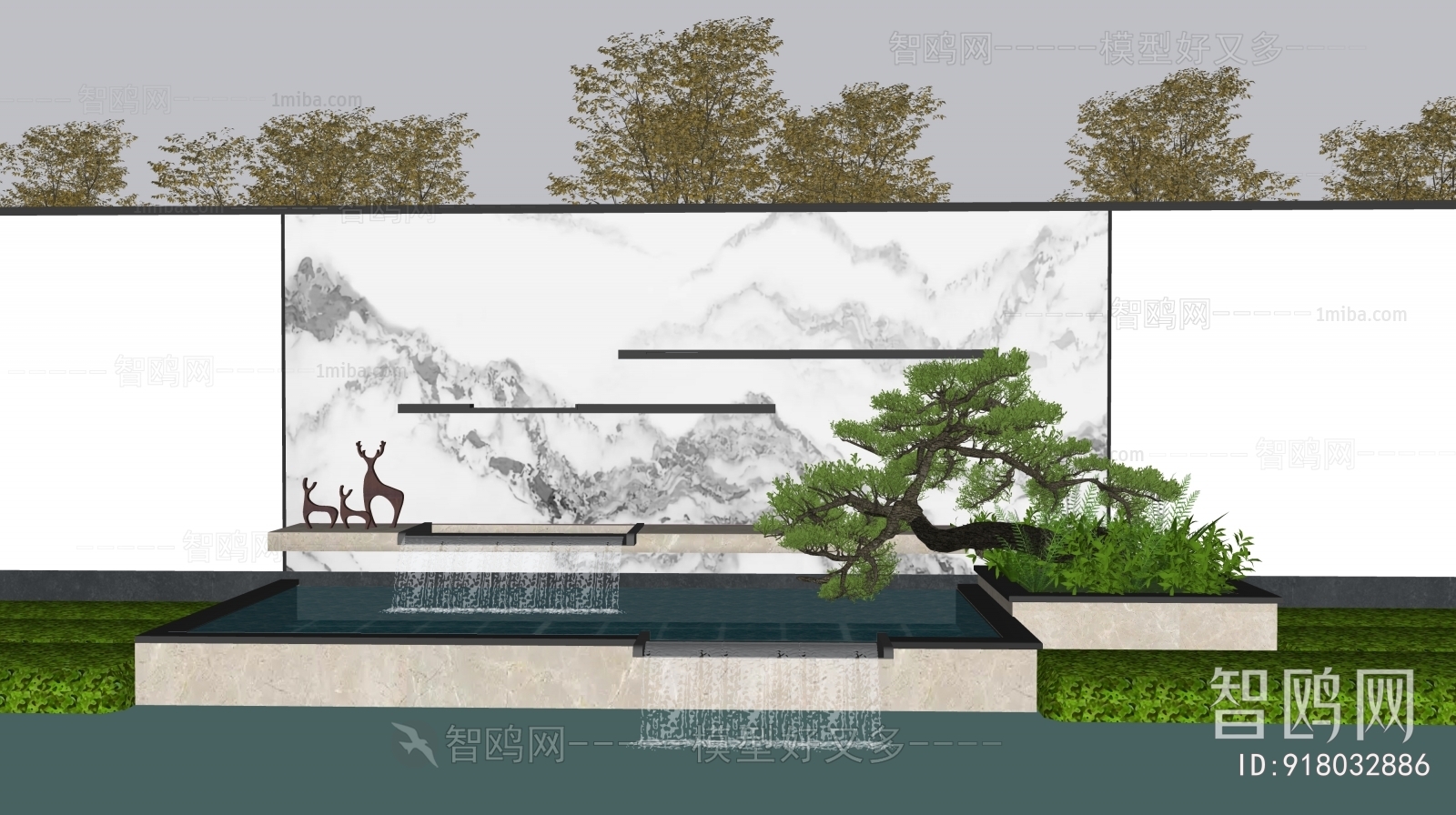 New Chinese Style Rockery Waterscape