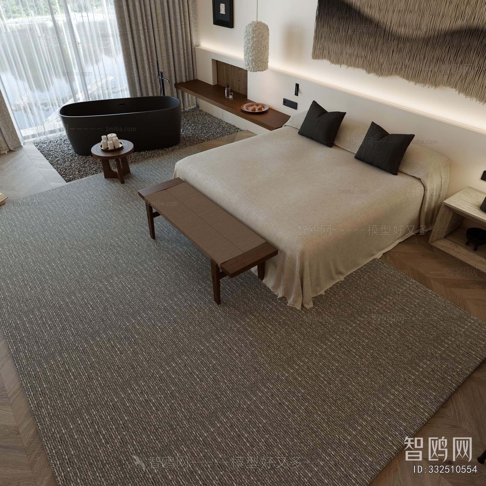 Wabi-sabi Style Double Bed