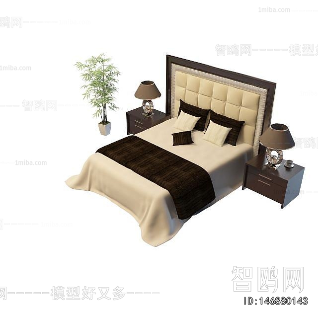 Simple European Style Double Bed