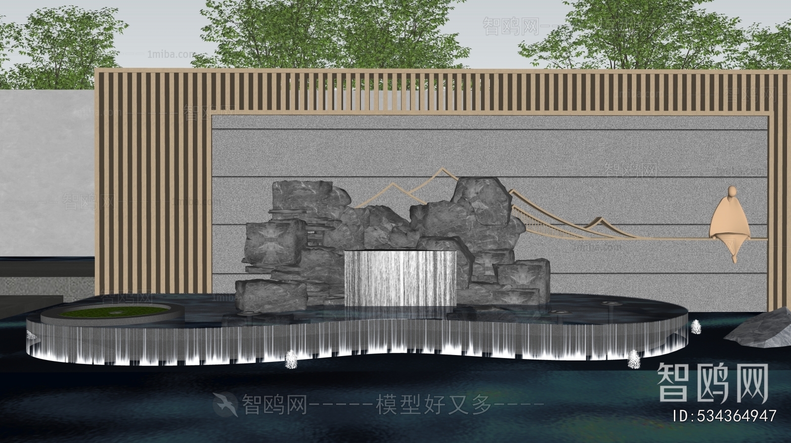 New Chinese Style Rockery Waterscape