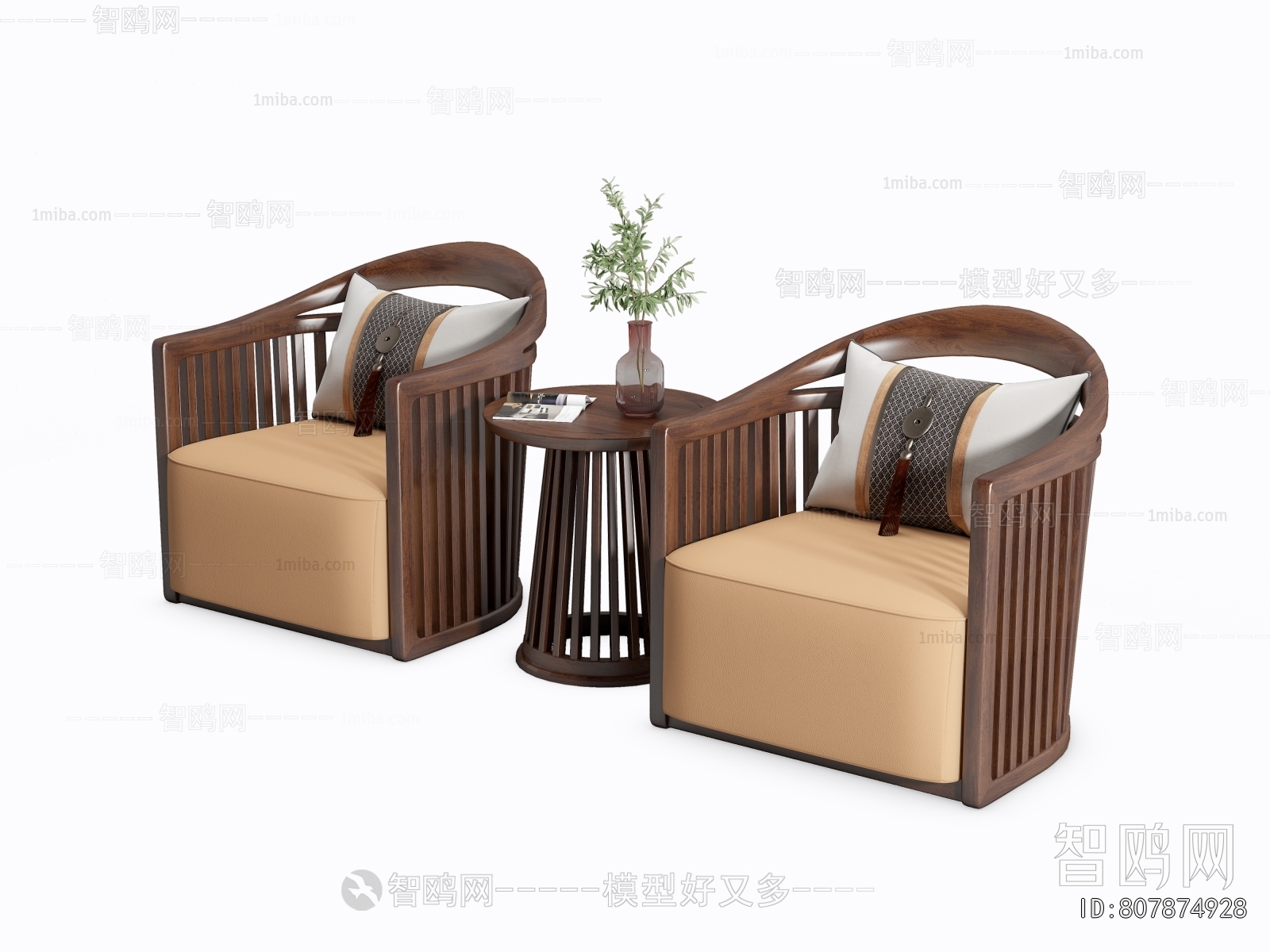 New Chinese Style Single Sofa