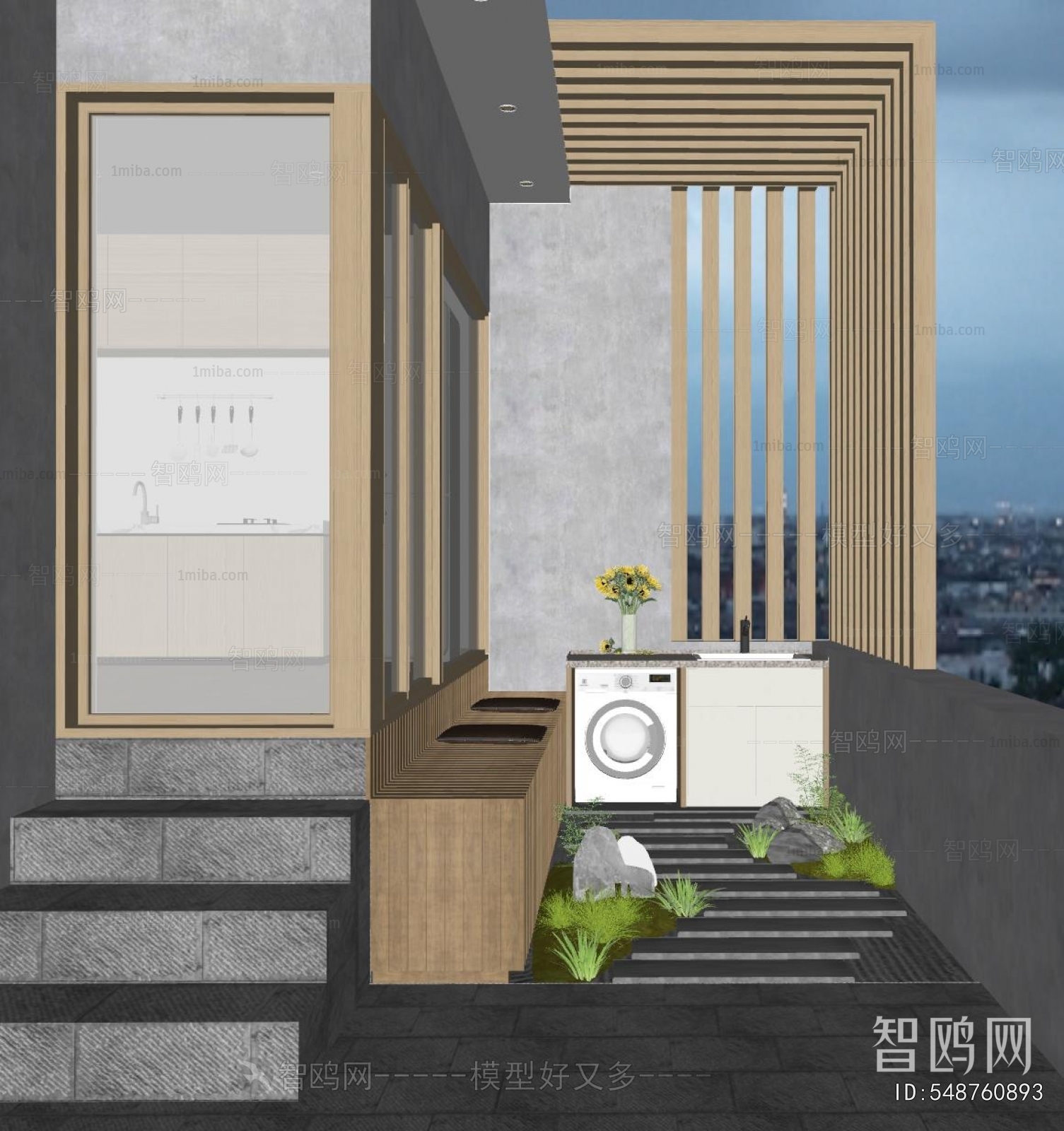 Modern Balcony Laundry Room
