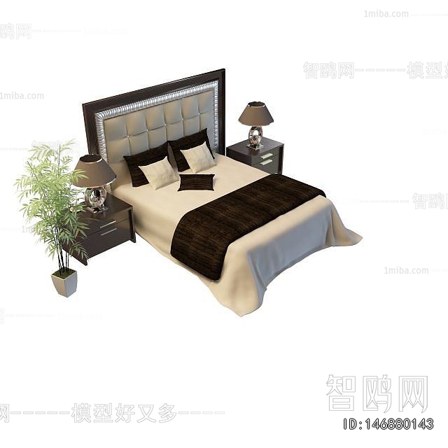 Simple European Style Double Bed