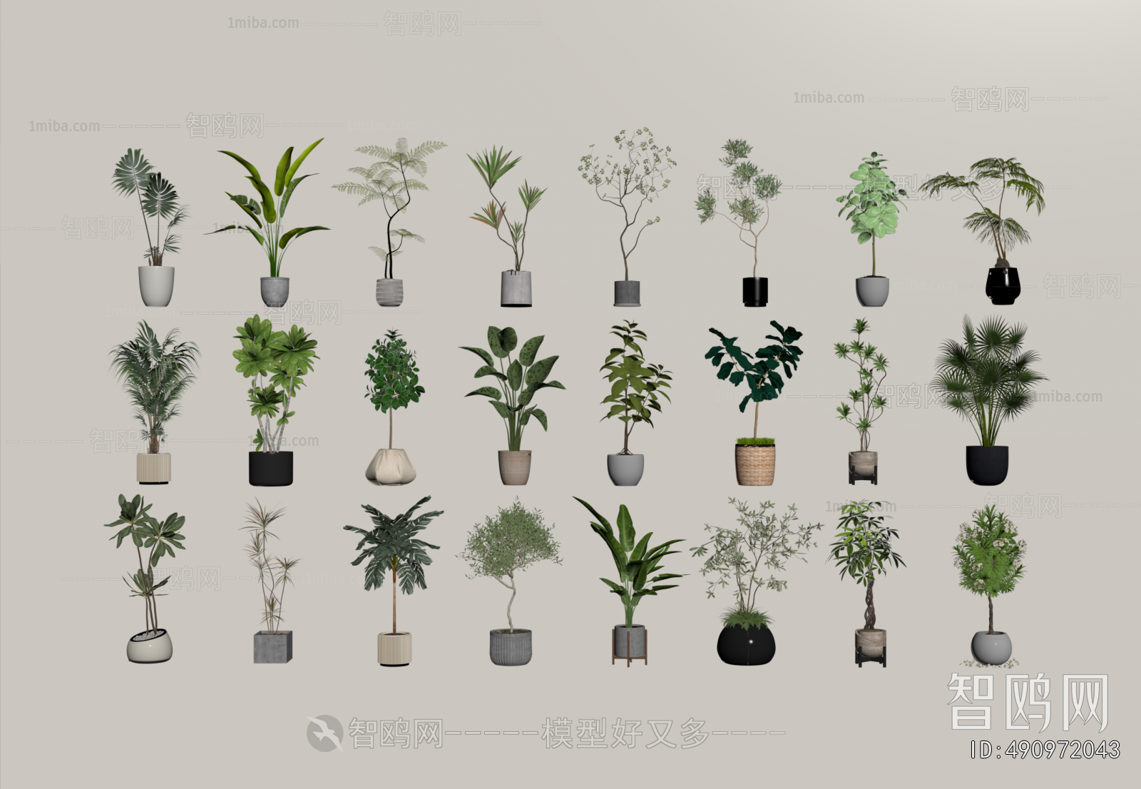 Modern Ground Green Plant Potted Plants