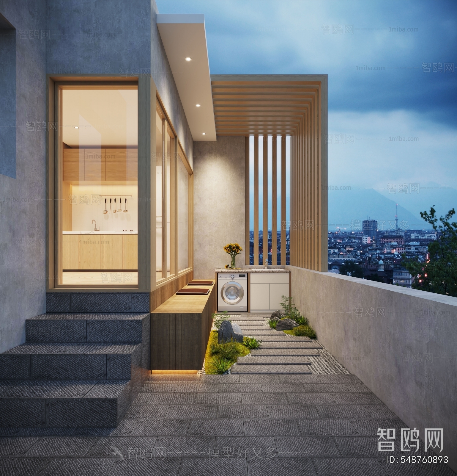 Modern Balcony Laundry Room