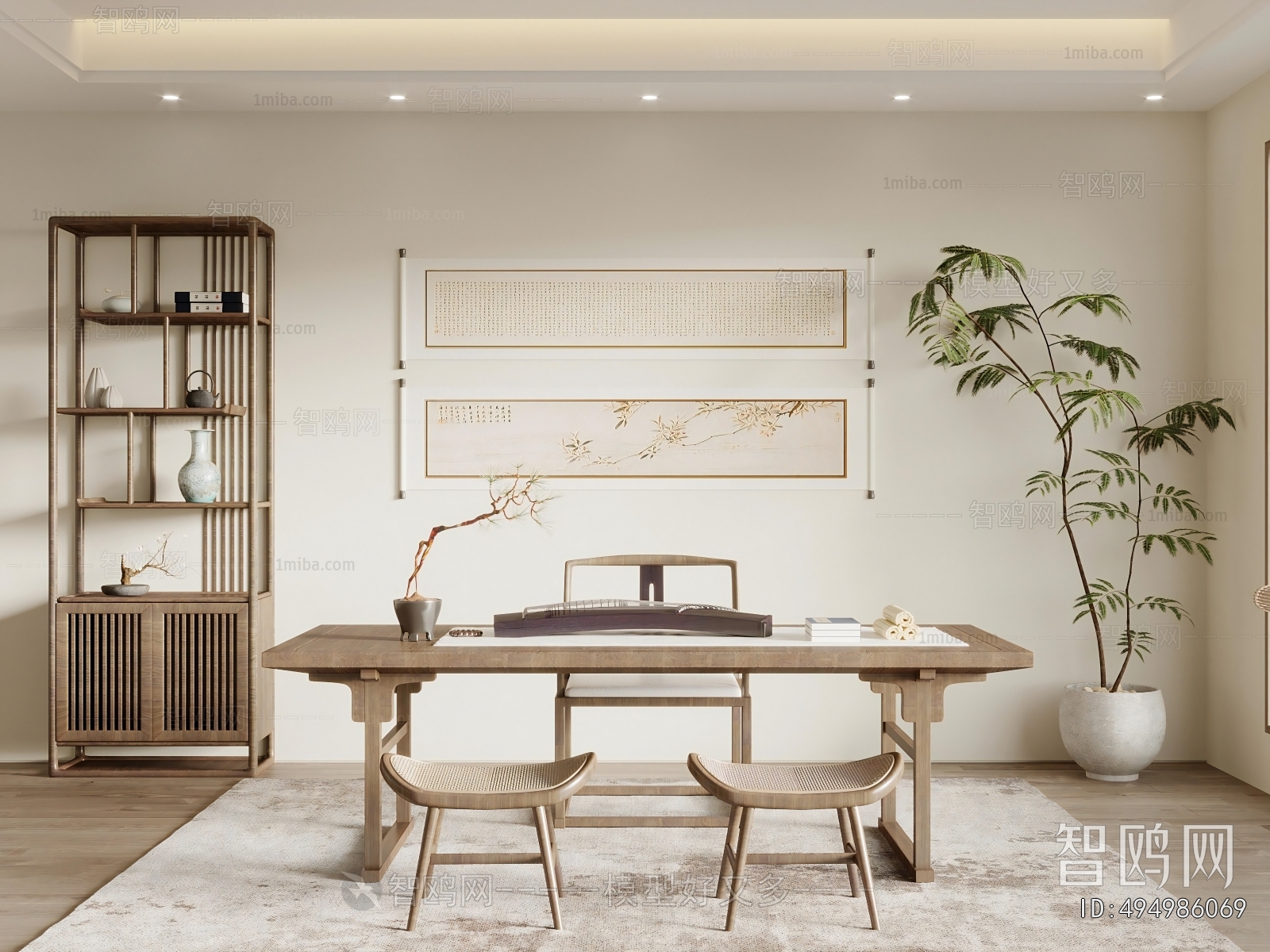 New Chinese Style Computer Desk And Chair