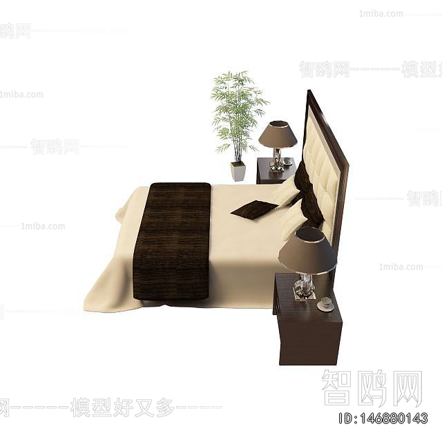 Simple European Style Double Bed