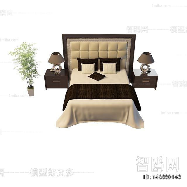 Simple European Style Double Bed