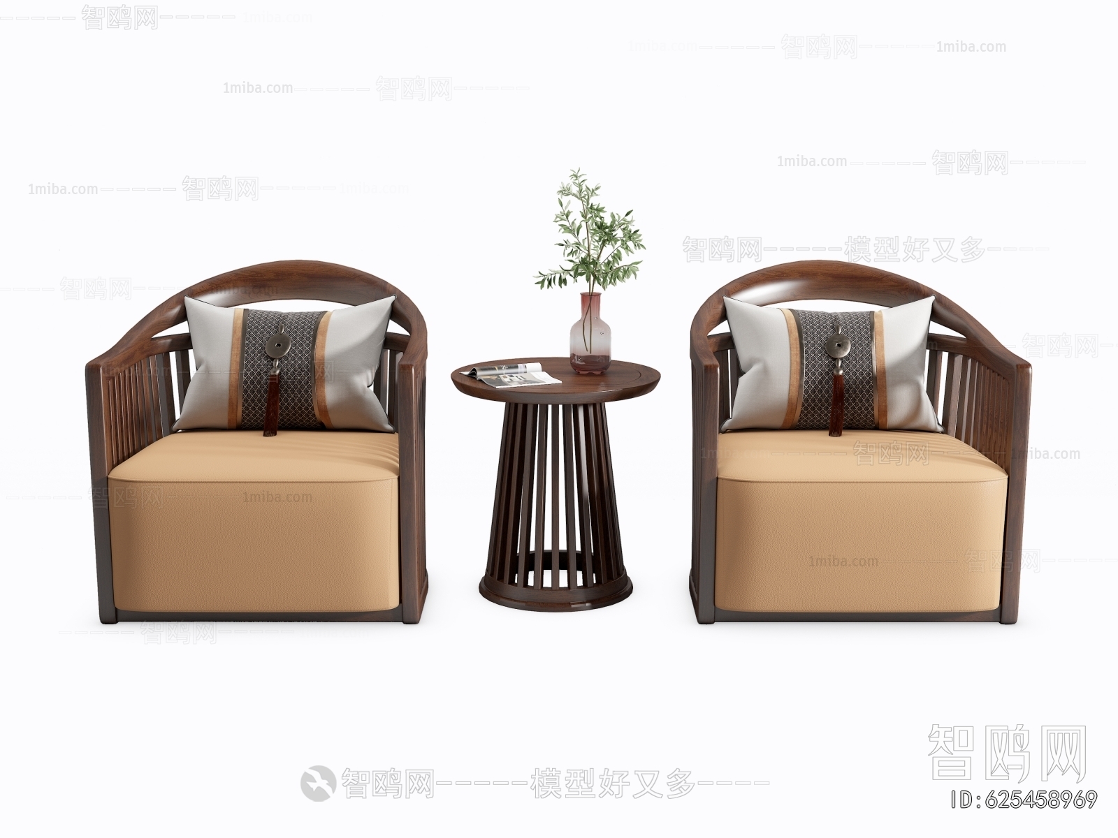 New Chinese Style Single Sofa