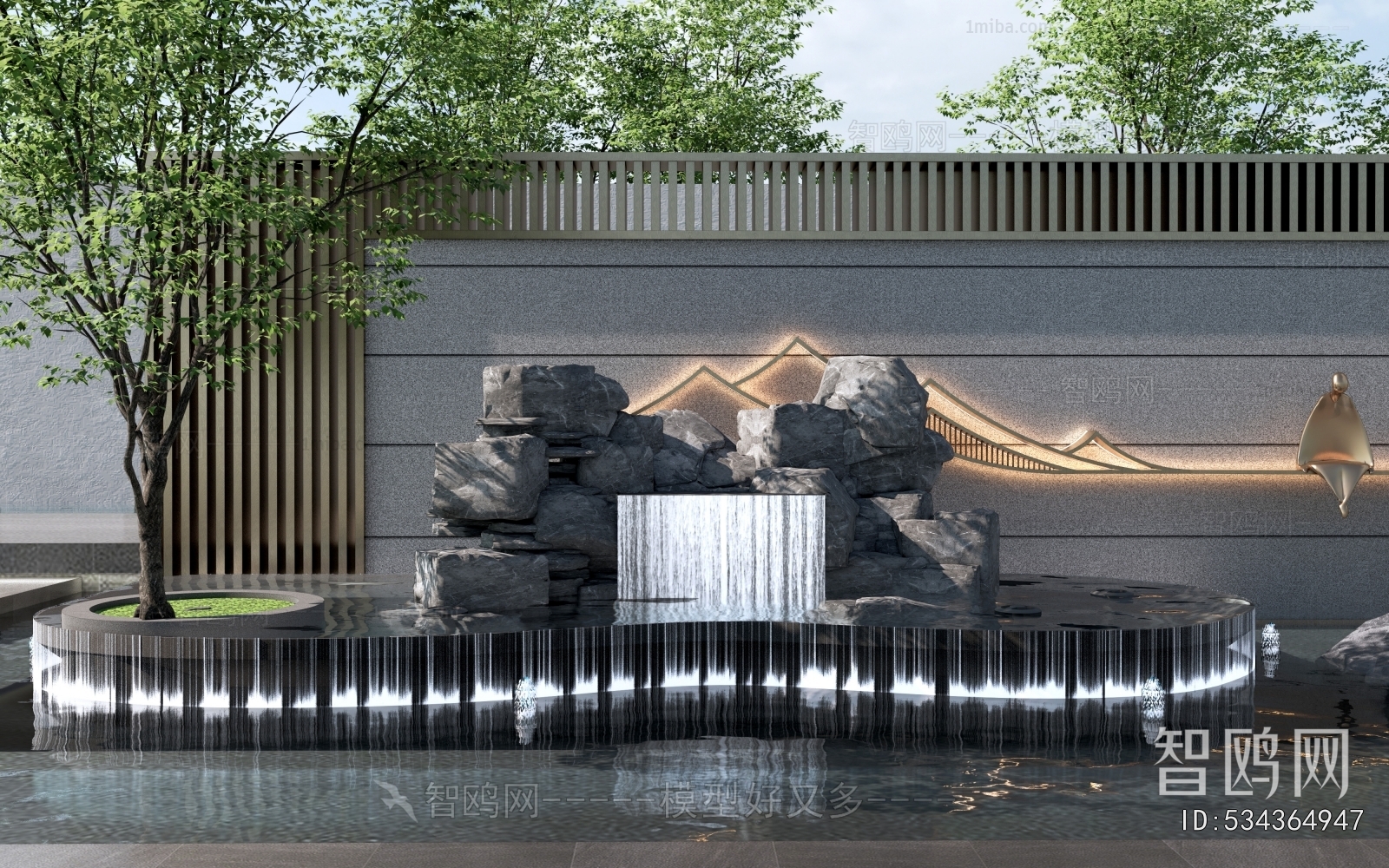 New Chinese Style Rockery Waterscape