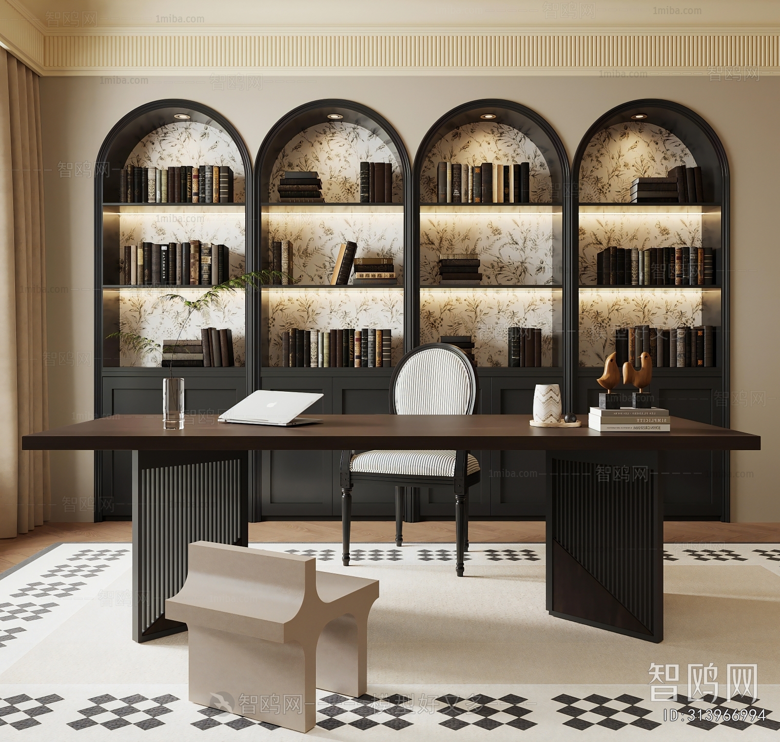 French Style Computer Desk And Chair