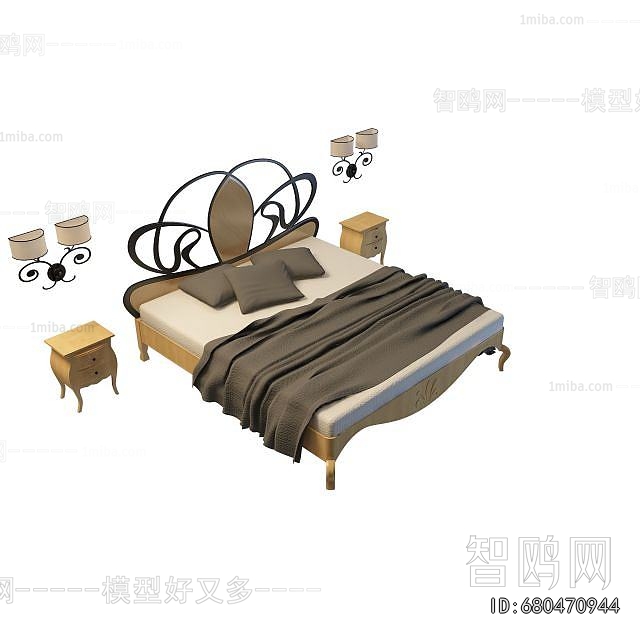 Simple European Style Double Bed
