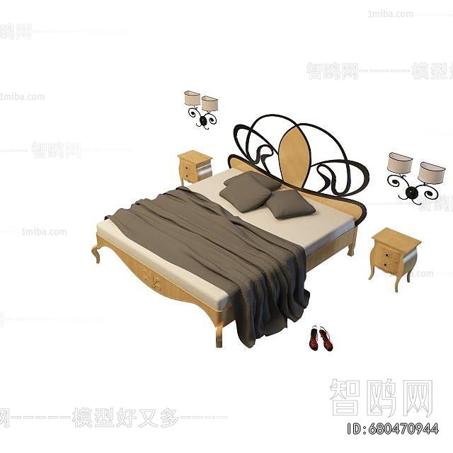 Simple European Style Double Bed