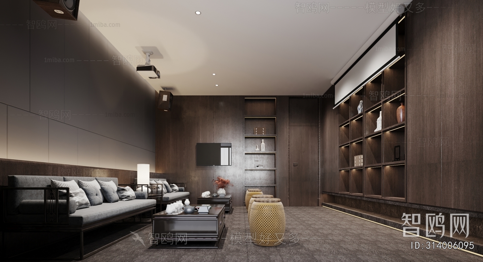 New Chinese Style Audiovisual Room